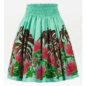 フラダンス パウスカート シングル73cm丈 ターコイズブルー　2578