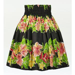 フラダンス パウスカート シングル73cm丈 ブラック　2580