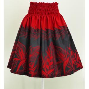 フラダンス パウスカート シングル73cm丈 レッド×ブラック