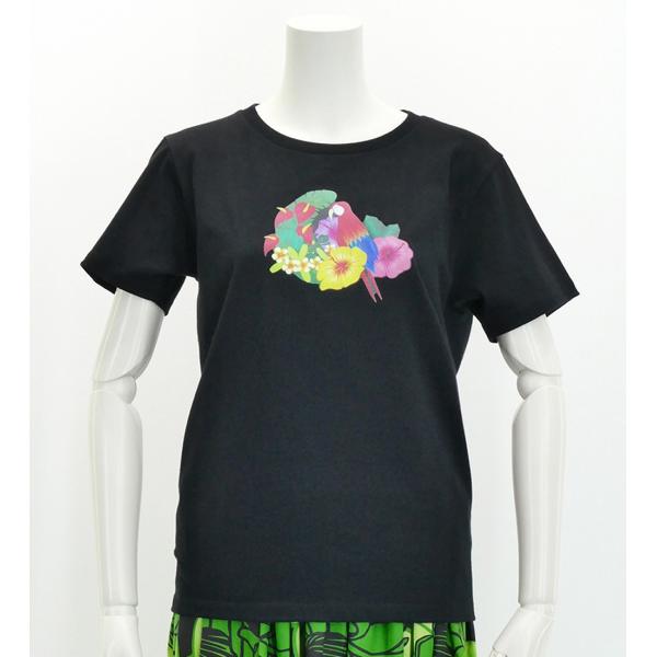 フラダンス Tシャツ [3L-5L] トロピカルバード ブラック 2682-3l-5lb
