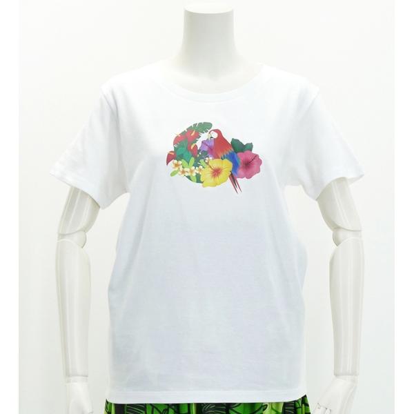 フラダンス Tシャツ [6L] トロピカルバード ホワイト 2682-6lw
