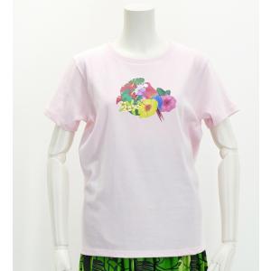 フラダンス Tシャツ [S/M/L]  トロピカルバード ピンク 2682s-lp｜emika