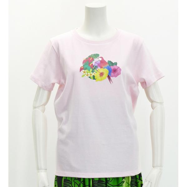 フラダンス Tシャツ [S/M/L]  トロピカルバード ピンク 2682s-lp