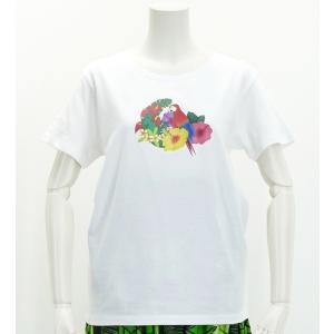 フラダンス Tシャツ [S/M/L]  トロピカルバード ホワイト 2682s-lw｜emika