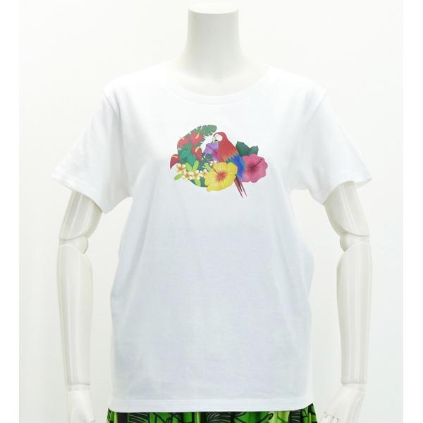 フラダンス Tシャツ [XL] トロピカルバード ホワイト 2682xlw