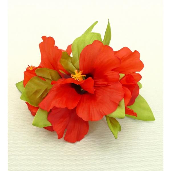 【特価】フラダンス ヘアクリップ ラージハイビスカス レッド 2746rd