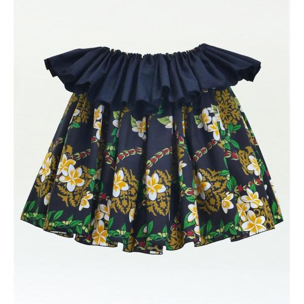 【特価】タヒチアン スカート 45cm丈 ブラック 2836