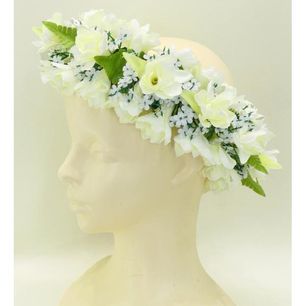 フラダンス チューブローズ ハク ベルクロ（ヘッドバンド） ホワイト 3079