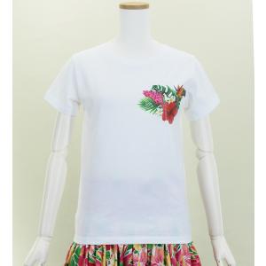 フラダンス Tシャツ [3L-5L] ハワイアンフラワー ホワイト 3083-3l-5lw｜emika
