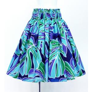 フラダンス パウスカート シングル78cm丈 ブルー 3110