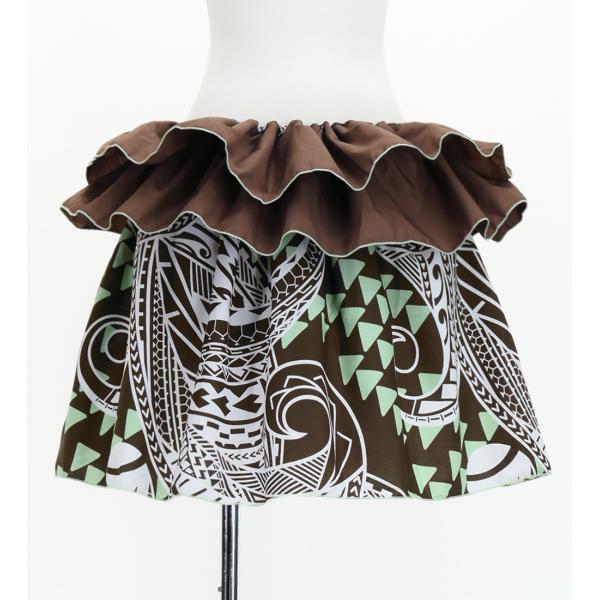 タヒチアン スカート 45cm丈 ブラウン×グリーン 3232