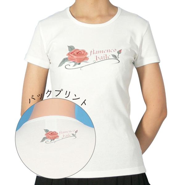 フラメンコ Tシャツ L ローズ ホワイト 485Lw