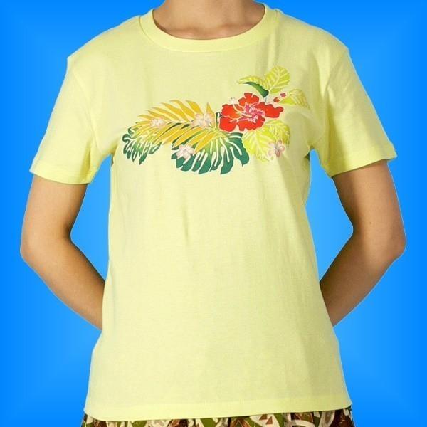 フラダンス Tシャツ [L] ハイビスカス イエロー 527ly