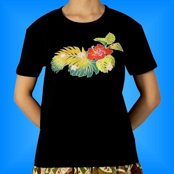 フラダンス Tシャツ [M] ハイビスカス ブラック 527mb