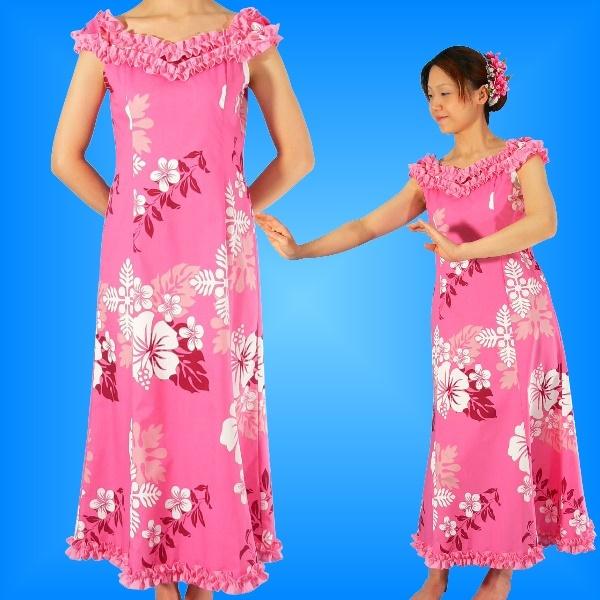 フラダンス ムームー プアラニ ピンク LLLサイズ 658LLL