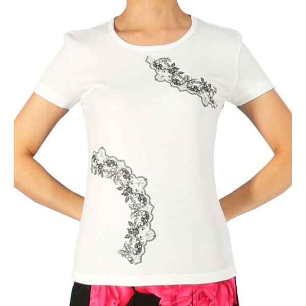 フラメンコ Tシャツ L ローズレース ホワイト 726Lw