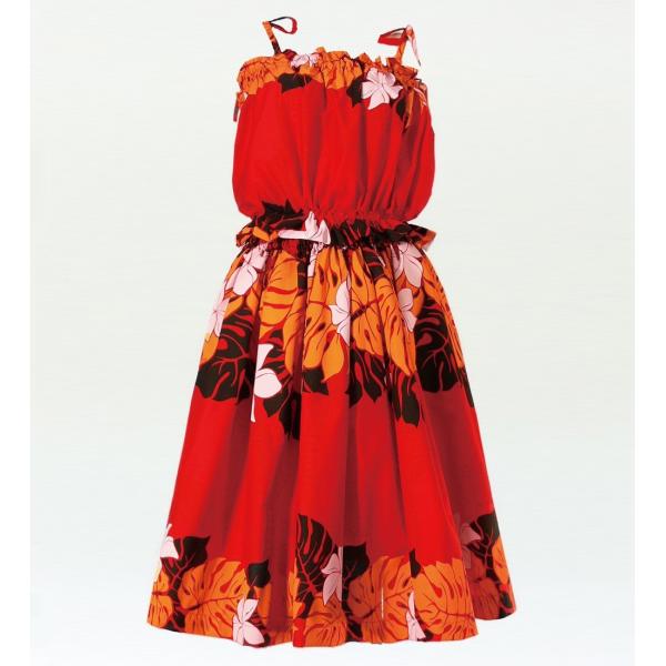 フラダンス パウスカート&amp;チューブトップ セット レッド 780