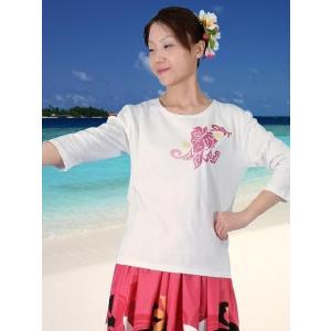 フラダンス 7分袖 Tシャツ L ピンクモンス...の詳細画像1