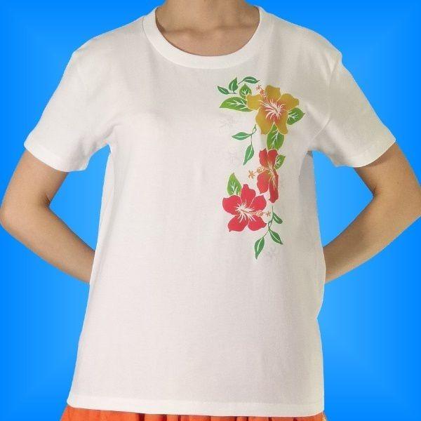 フラダンス Tシャツ [4L] ハイビスカス ホワイト 980-4lw