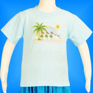 フラダンス ケイキTシャツ 100サイズ キッズ ブルー c6bl100｜emika