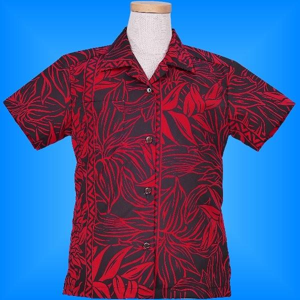 アロハシャツ ガールズ レッド ヘリコニア 120サイズ c84r120