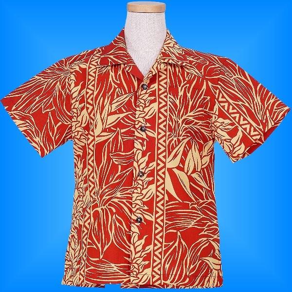 アロハシャツ ボーイズ ブラウン ヘリコニア 120サイズ c85br120