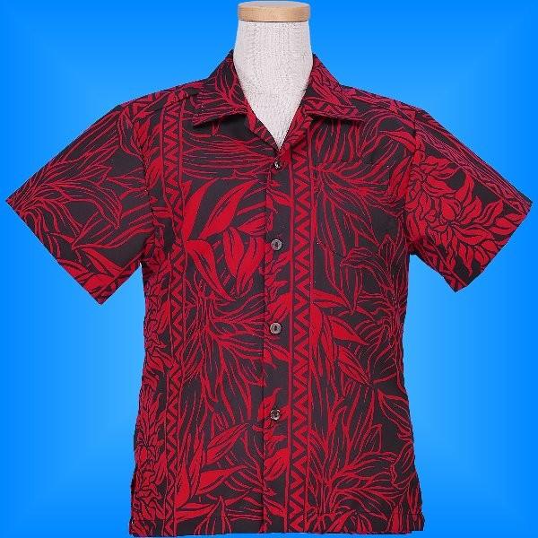 アロハシャツ ボーイズ レッド ヘリコニア 120サイズ c85r120