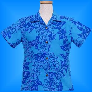 アロハシャツ ガールズ ブルー オーキッド 120サイズ c88bl120｜emika