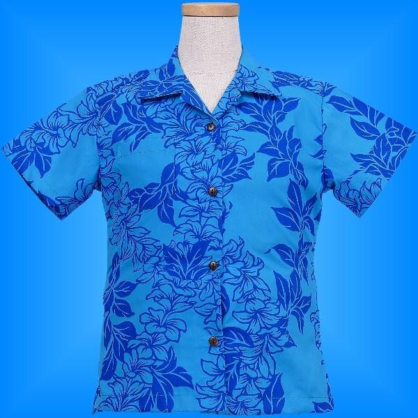 アロハシャツ ガールズ ブルー オーキッド 120サイズ c88bl120