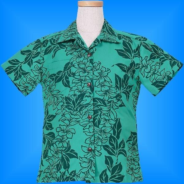 アロハシャツ ガールズ グリーン オーキッド 120サイズ c88g120