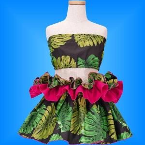 フラ・タヒチアン 上下 セットキッズ ブラック Lサイズ c96l