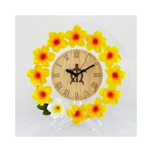 イエロー＆ホワイトプルメリア・ホヌ ラウンドクロック CLKR0005