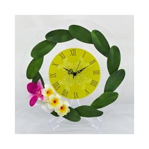 ピンクオーキッド＆ホワイトプルメリア ラウンドクロック CLKR0006