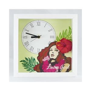 ロコガール＆ハイビスカス スクエアクロック CLKS0004