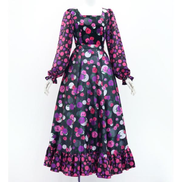 フラメンコ ローズ×水玉 セットアップ ブラック×ピンク S-Lサイズ FBS-13