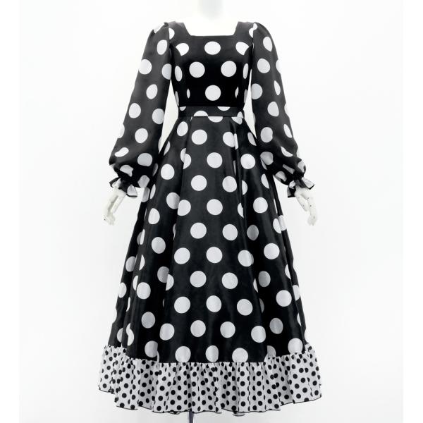 フラメンコ 水玉 セットアップ ブラック×ホワイト S-Lサイズ FBS-25