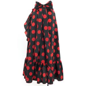 フラメンコ 巻きスカート 水玉 ブラック×レッ...の詳細画像3