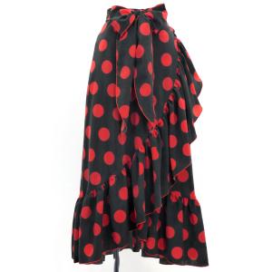 フラメンコ 巻きスカート 水玉 ブラック×レッ...の詳細画像4