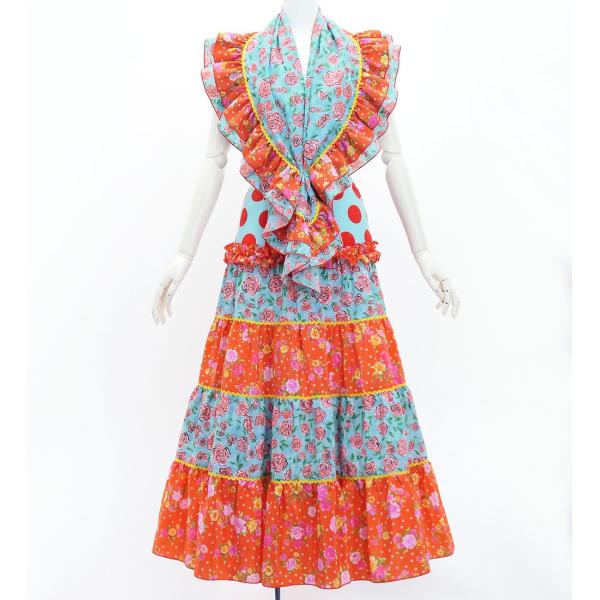 フラメンコ ピキージョ＆スカートセット 水玉×ローズ ライトブルー×レッド S-Lサイズ FPS-1...