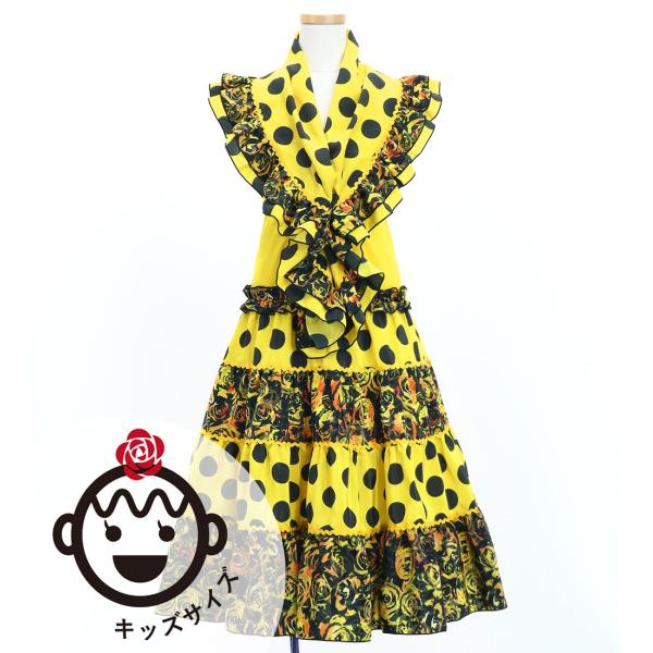 キッズ フラメンコ ピキージョ＆スカートセット 水玉×ローズ イエロー×ブラック S-Lサイズ FP...