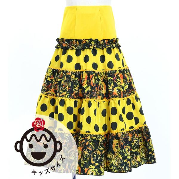 キッズ フラメンコ ティアードスカート 水玉×ローズ イエロー×ブラック 120・140サイズ FS...
