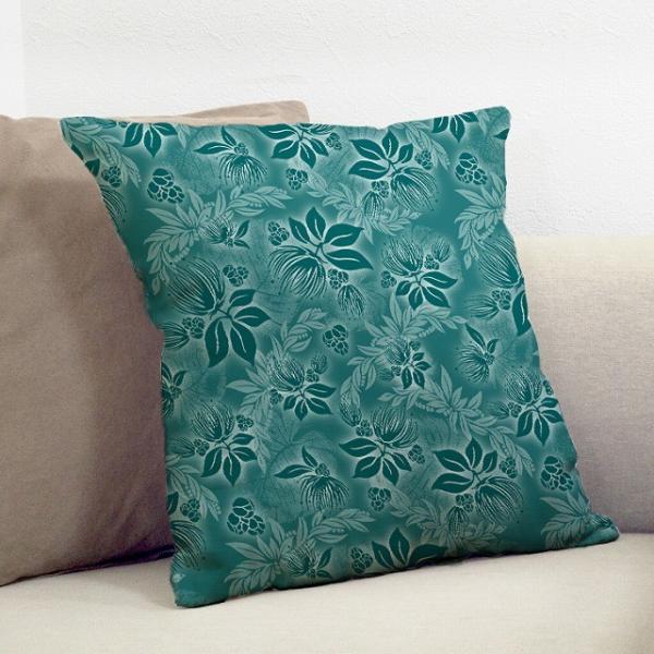 クッションカバー ハワイアン レフア×無地　ICKH-514-GR-V