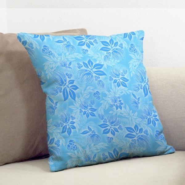 クッションカバー ハワイアン レフア×無地　ICKH-514-LBL-V