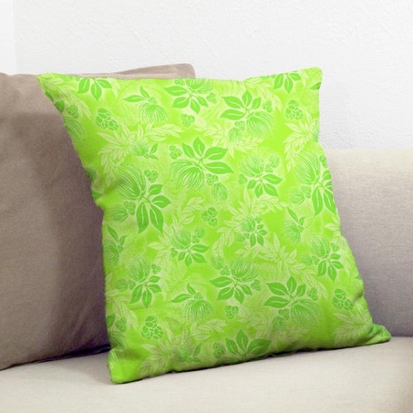 クッションカバー ハワイアン レフア×無地　ICKH-514-LGR-V