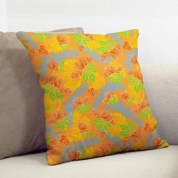 クッションカバー ハワイアン レフア×無地　ICKH-514-ORYE-V