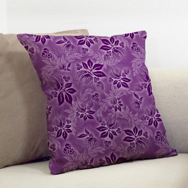 クッションカバー ハワイアン レフア×無地　ICKH-514-PU-V