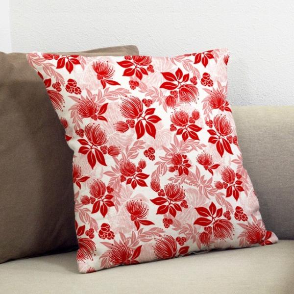 クッションカバー ハワイアン レフア×無地　ICKH-514-WHRD-V
