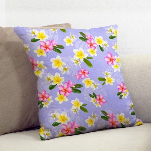 クッションカバー ハワイアン プルメリア×無地　ICKH-518-LV-V