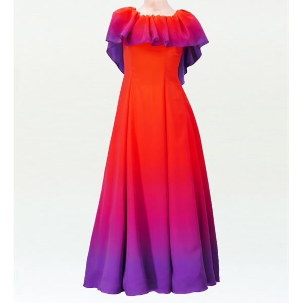 フラドレス [S・M・Lサイズ] ストラップレス ロング丈 オレンジ×パープル J2288opu