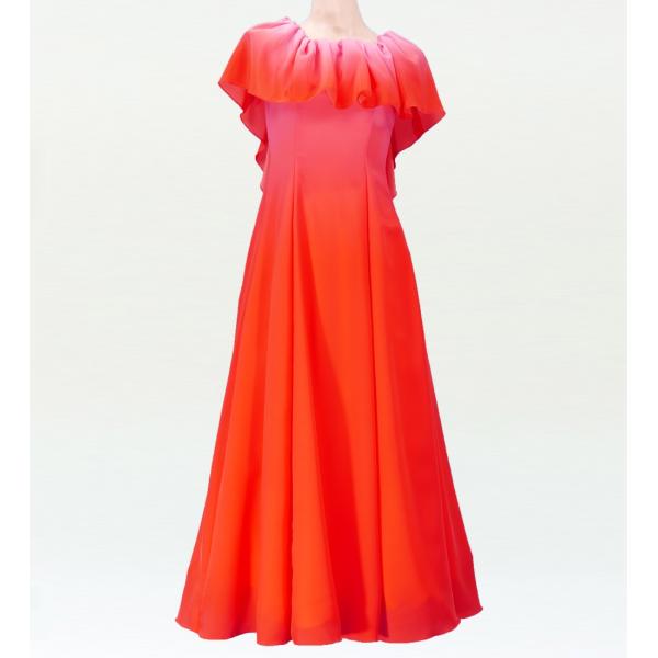 フラドレス [S・M・Lサイズ] ストラップレス ロング丈 ピンク×レッド J2288pir